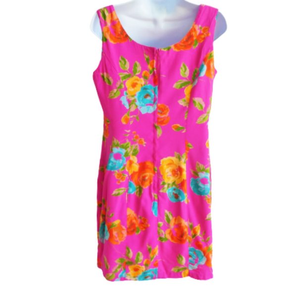 Vintage Moda Int'l Pink Floral Sheath Tank Dress Princess Zipper Back M - Picture 2 of 8